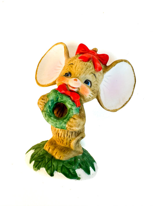 Lefton Mouse with Wreath