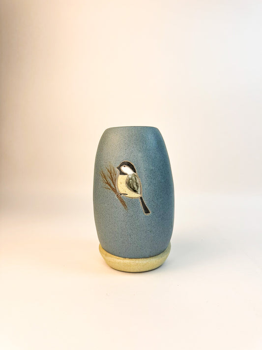 Bird Flower Vase Ceramic Original - Signed by Artist