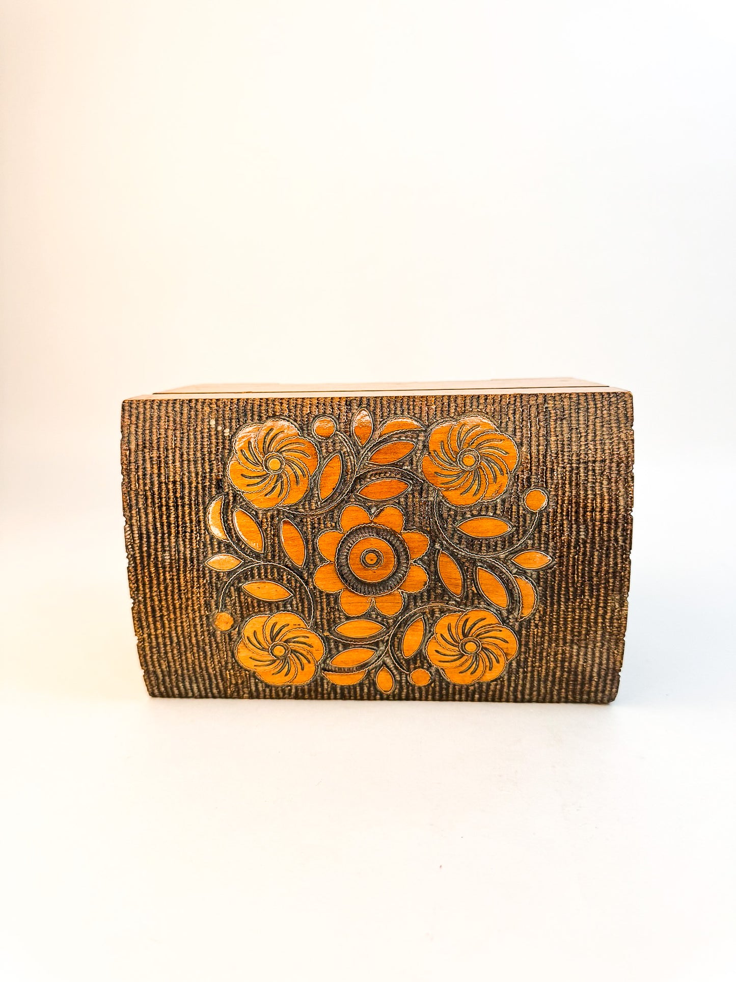 Wooden Polish Box Hand Carved with Metal Inlay