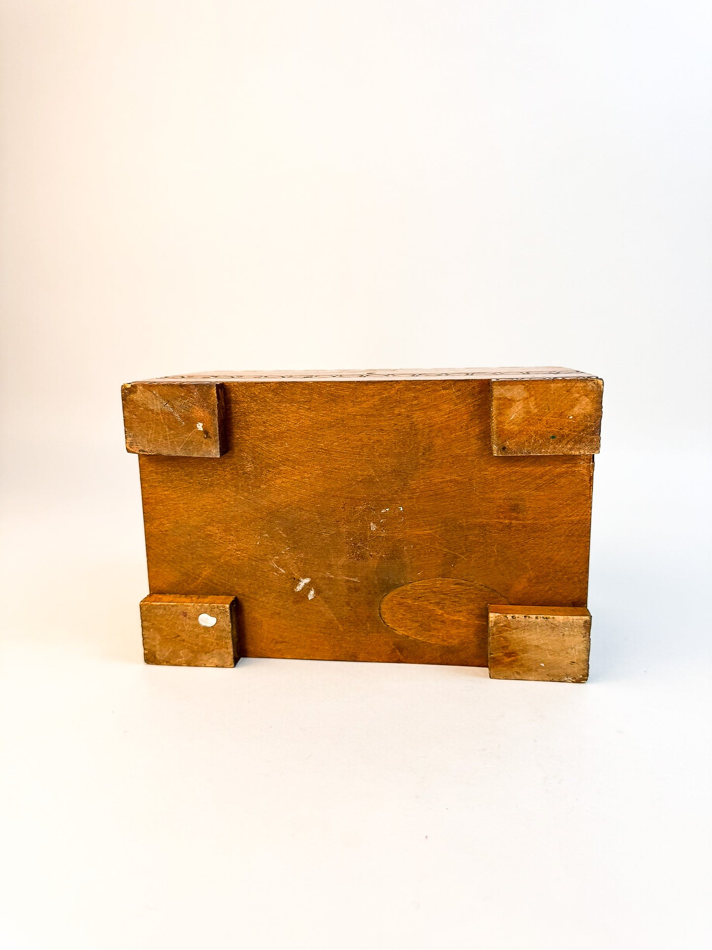 Wooden Polish Box Hand Carved with Metal Inlay