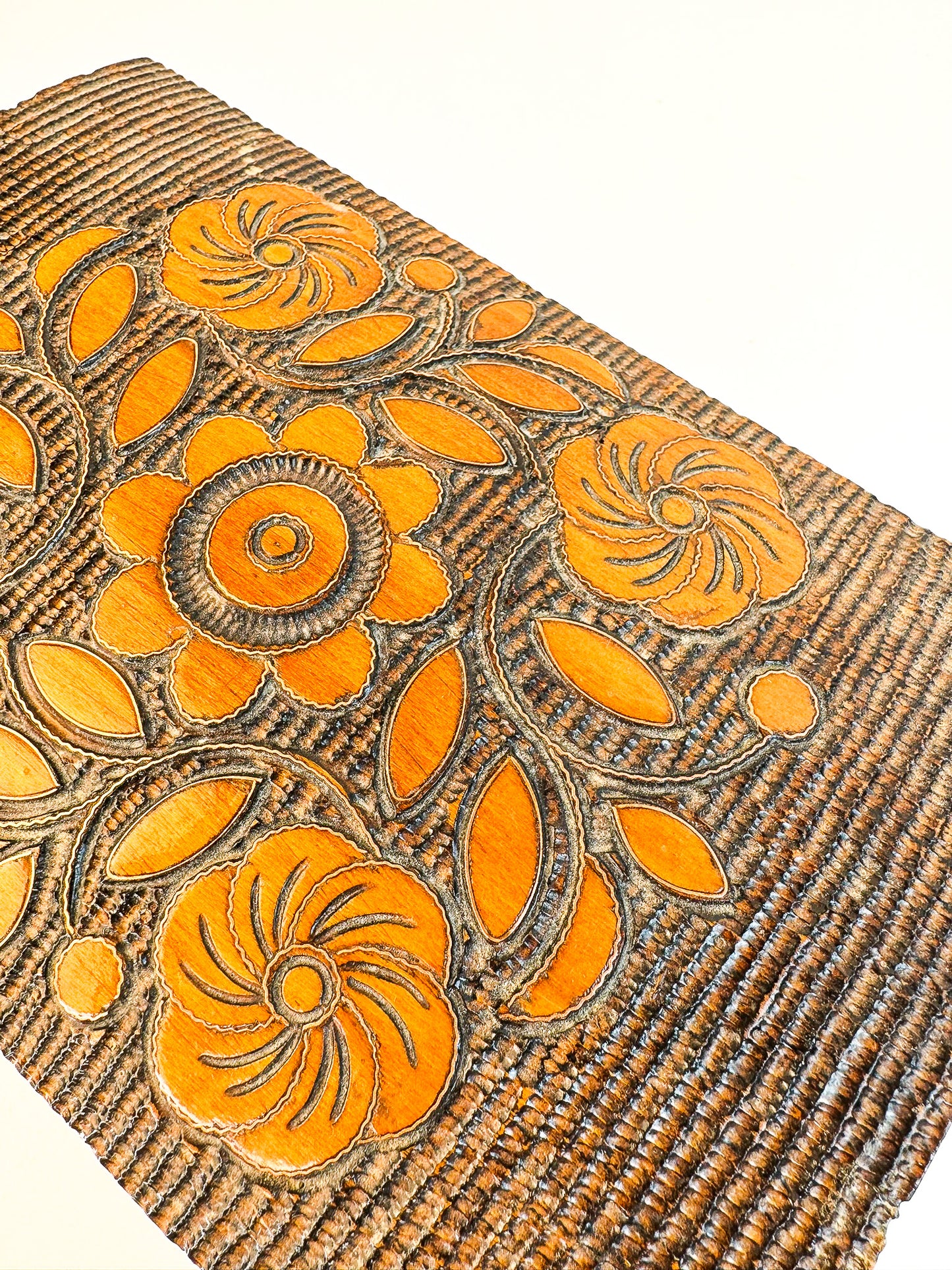 Wooden Polish Box Hand Carved with Metal Inlay