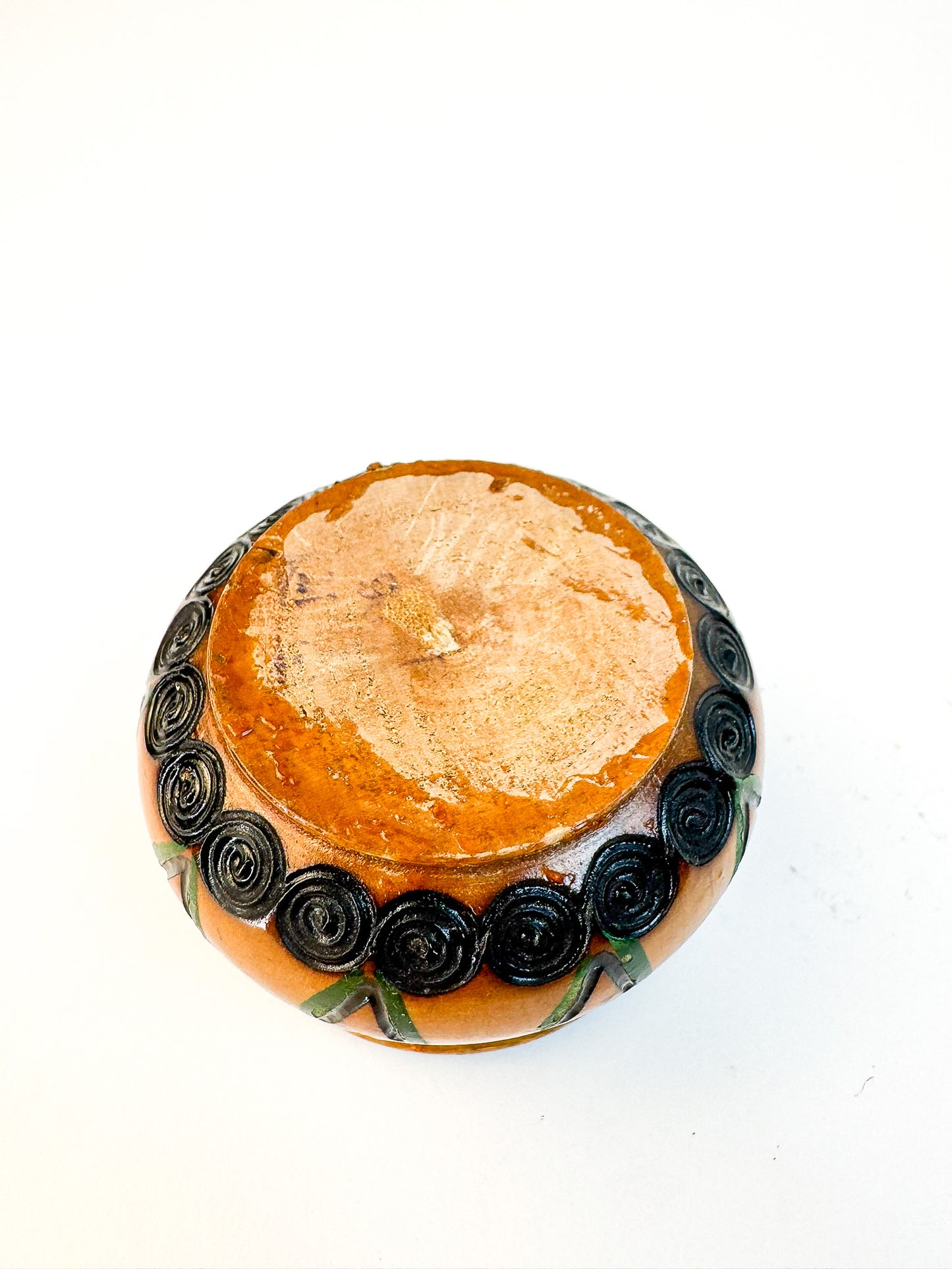 Wooden Polish Round Box Hand Carved & Painted