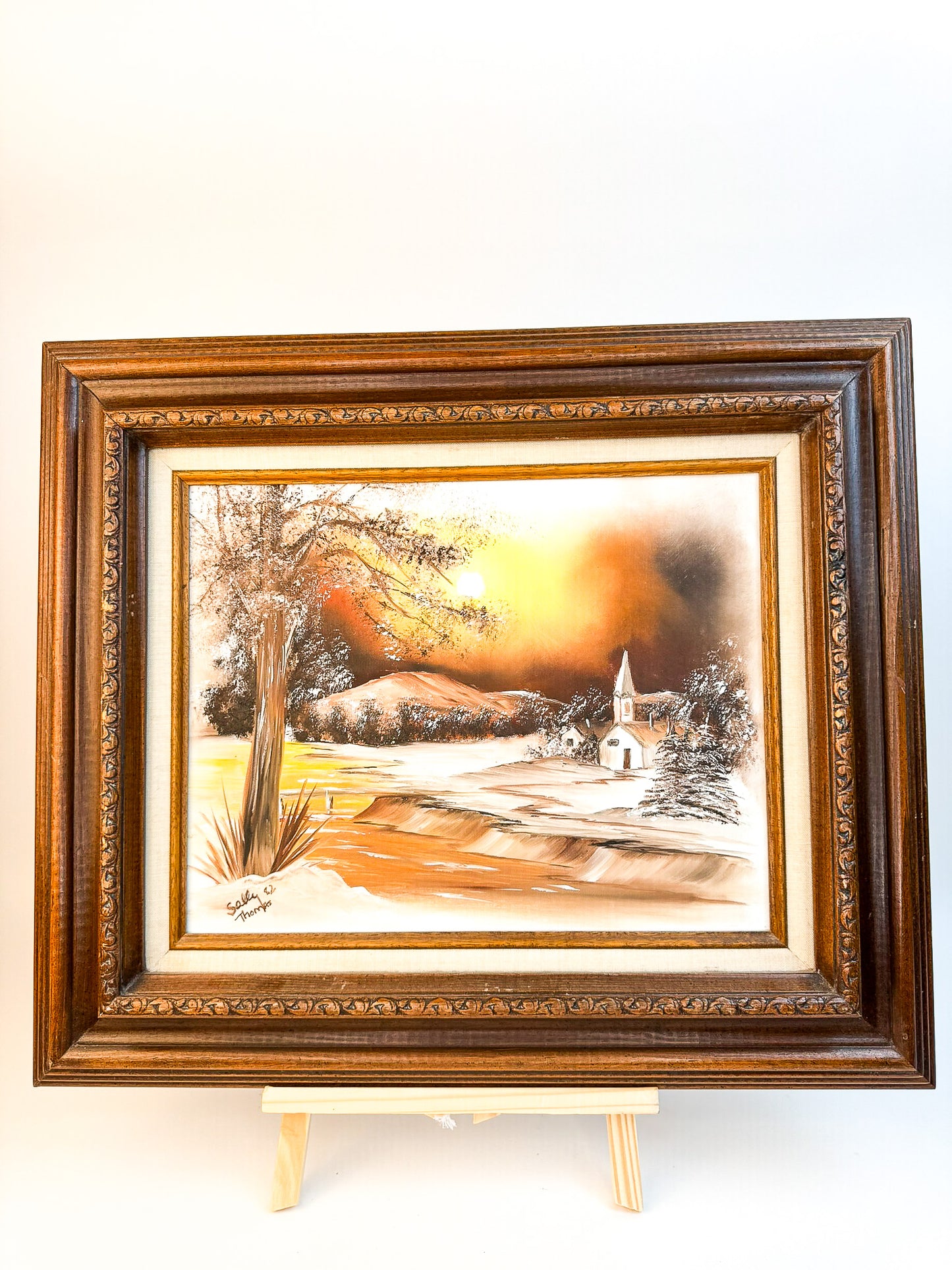 Original Painting Snowy River with Church