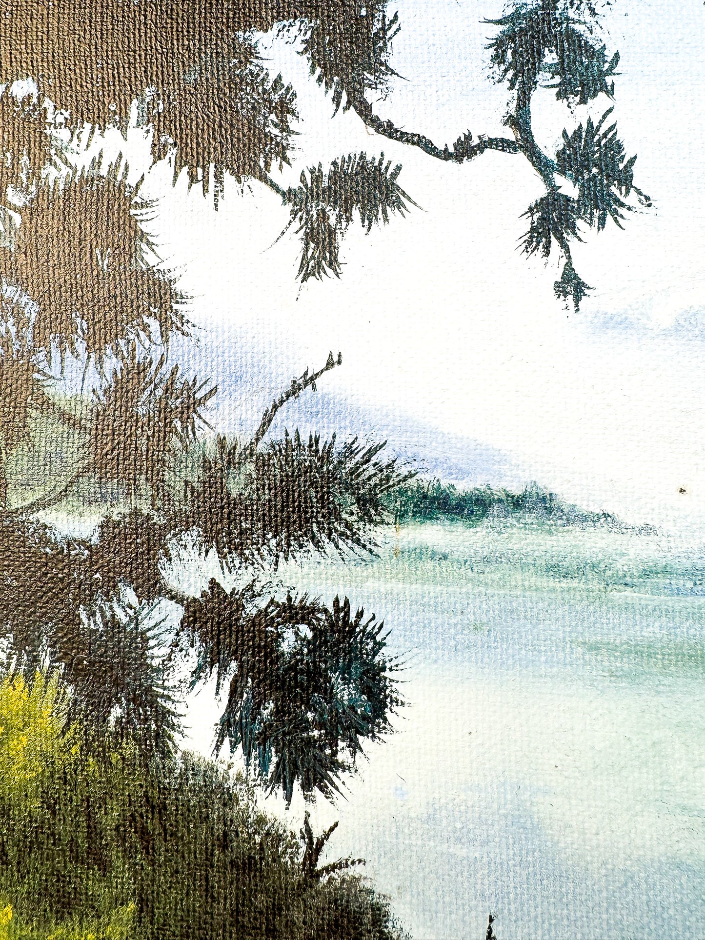 Snowy Mountains and Lake Original Painting Artist Signed