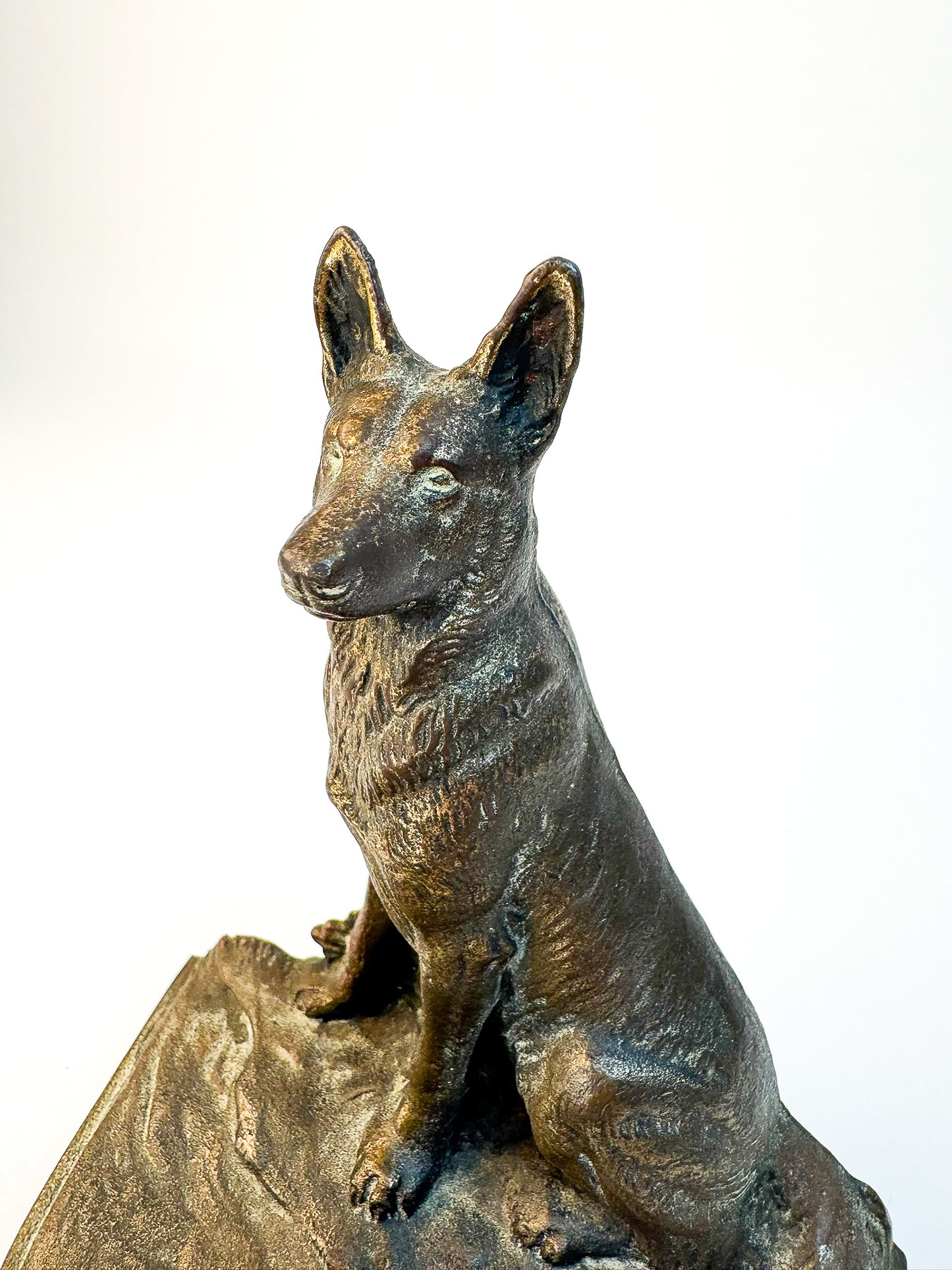 German Shepard Heavy Bronze/Spelter Bookends Antique