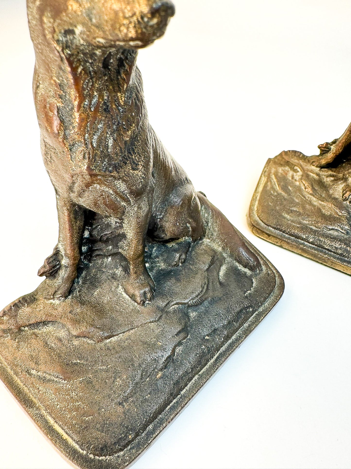 German Shepard Heavy Bronze/Spelter Bookends Antique