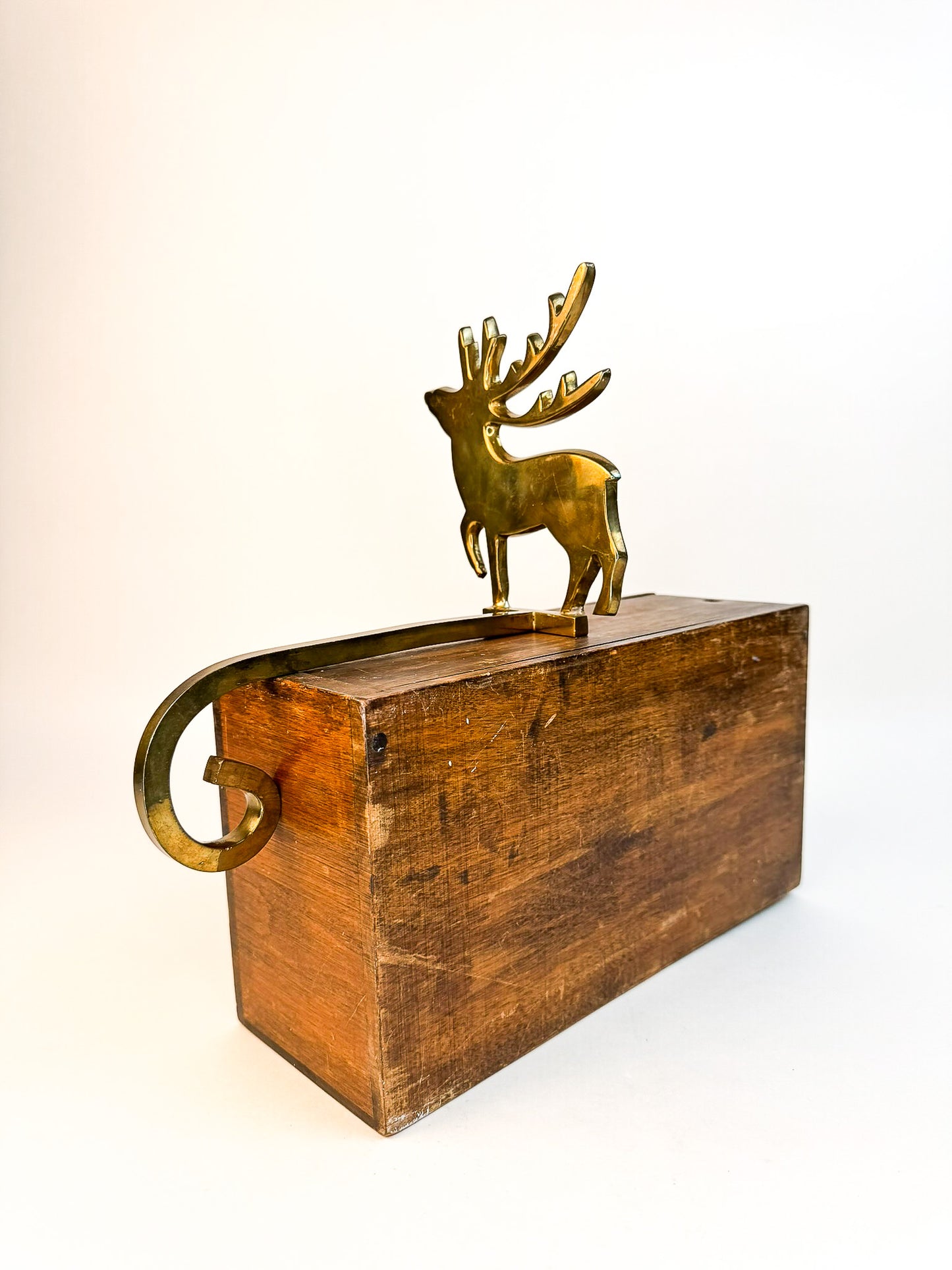 Brass Reindeer Extended Stocking Hook (#2)