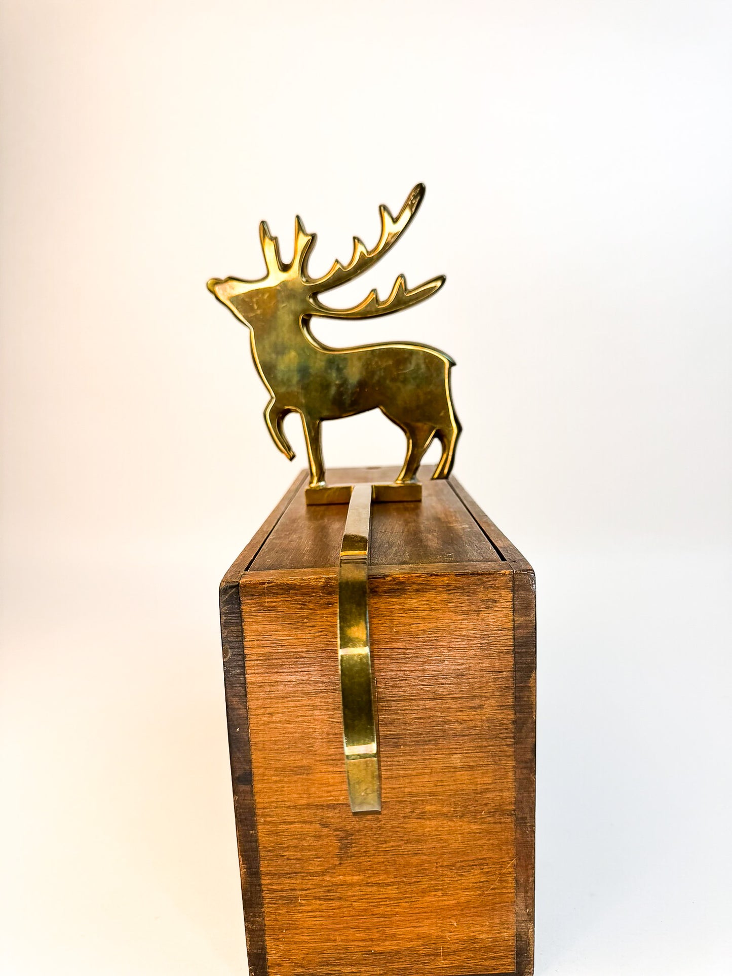 Brass Reindeer Extended Stocking Hook (#1)