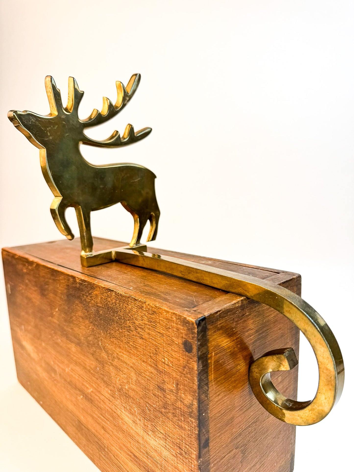 Brass Reindeer Extended Stocking Hook (#2)