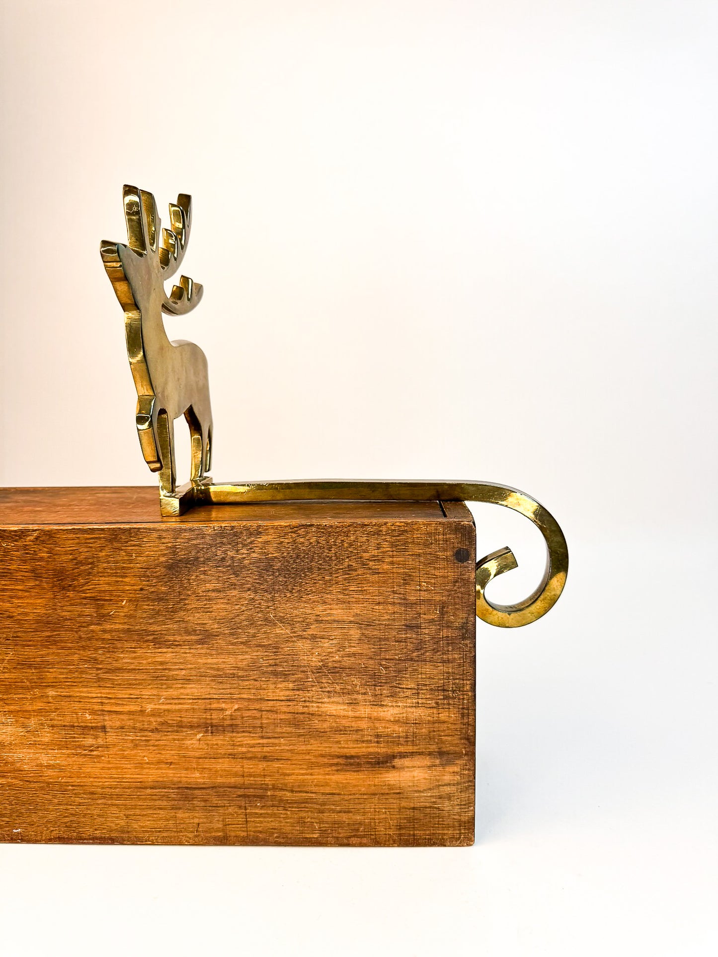 Brass Reindeer Extended Stocking Hook (#2)