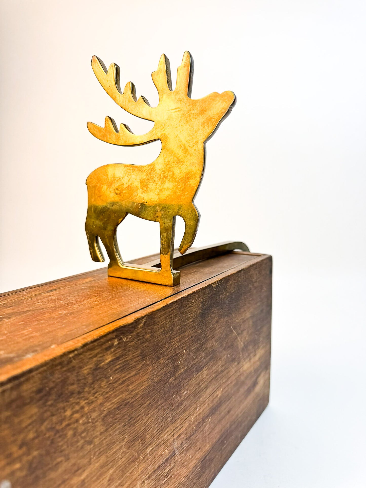 Brass Reindeer Extended Stocking Hook (#2)