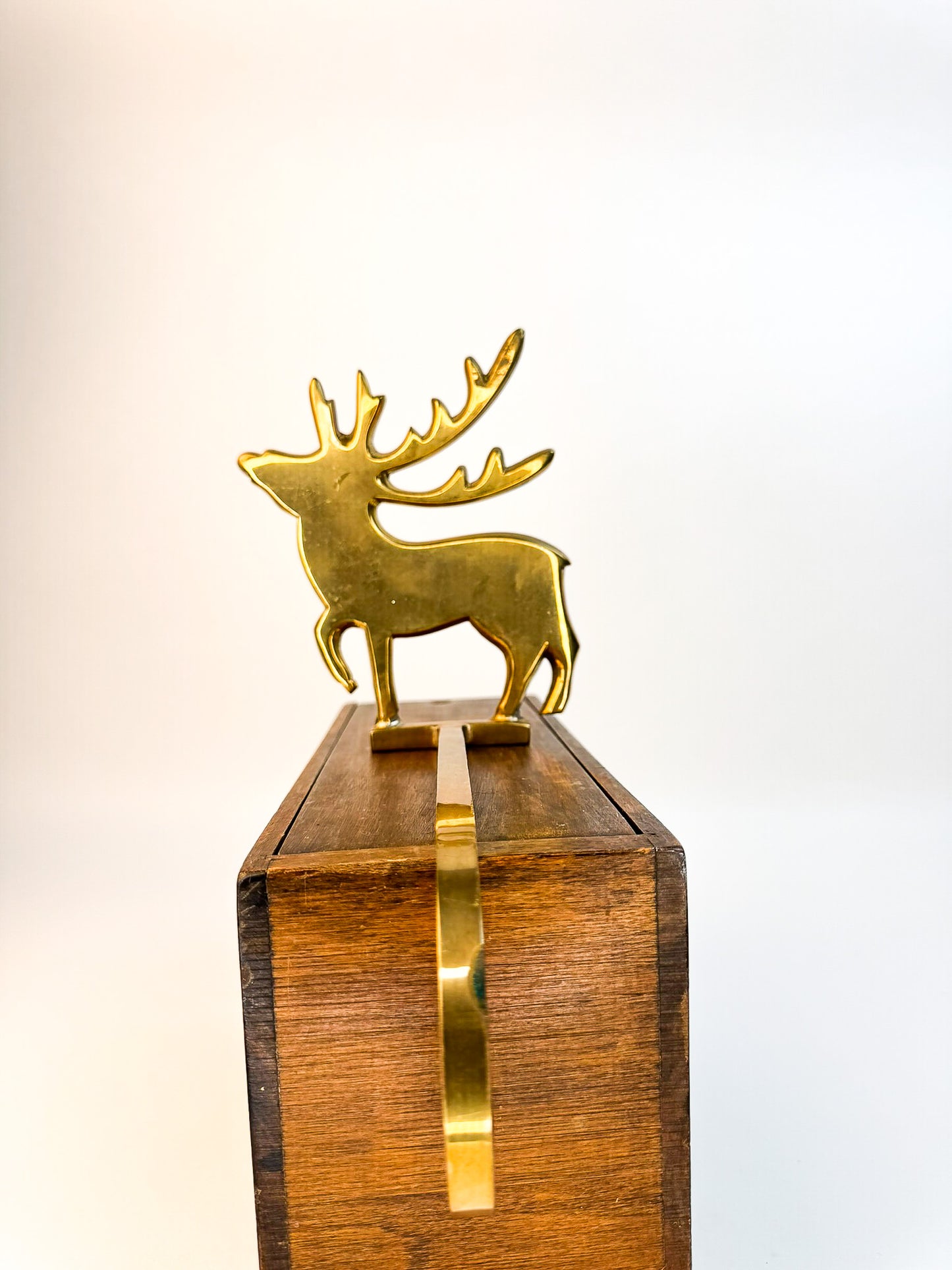 Brass Reindeer Extended Stocking Hook (#1)