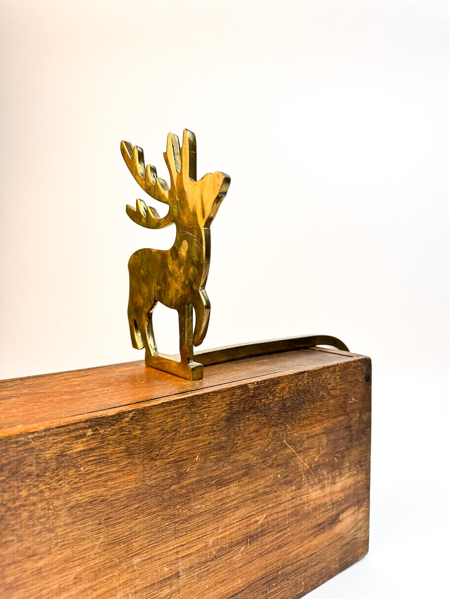 Brass Reindeer Extended Stocking Hook (#1)