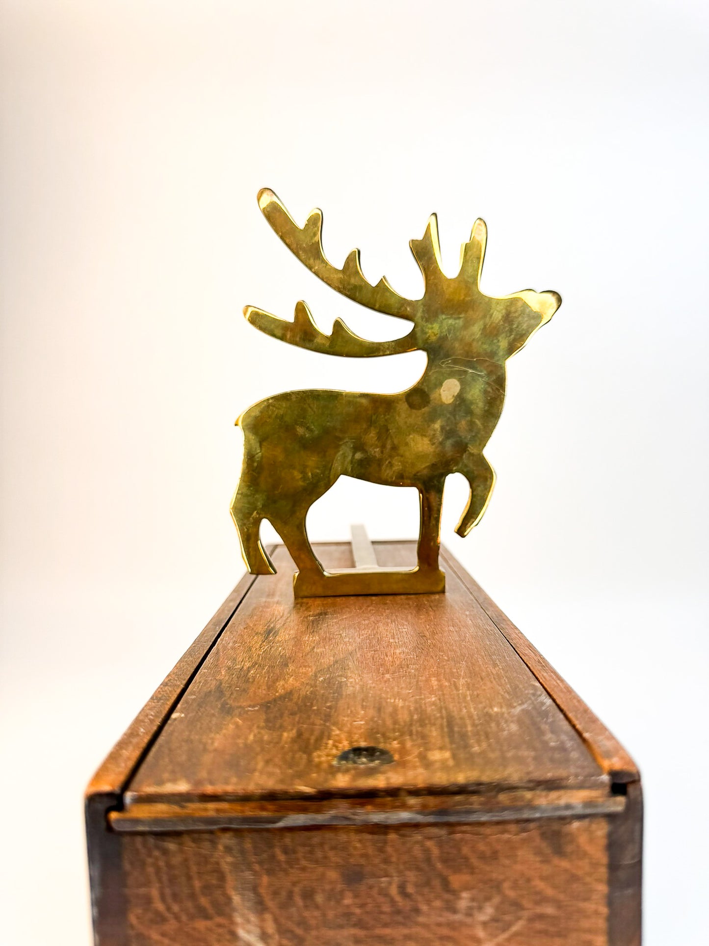 Brass Reindeer Extended Stocking Hook (#1)