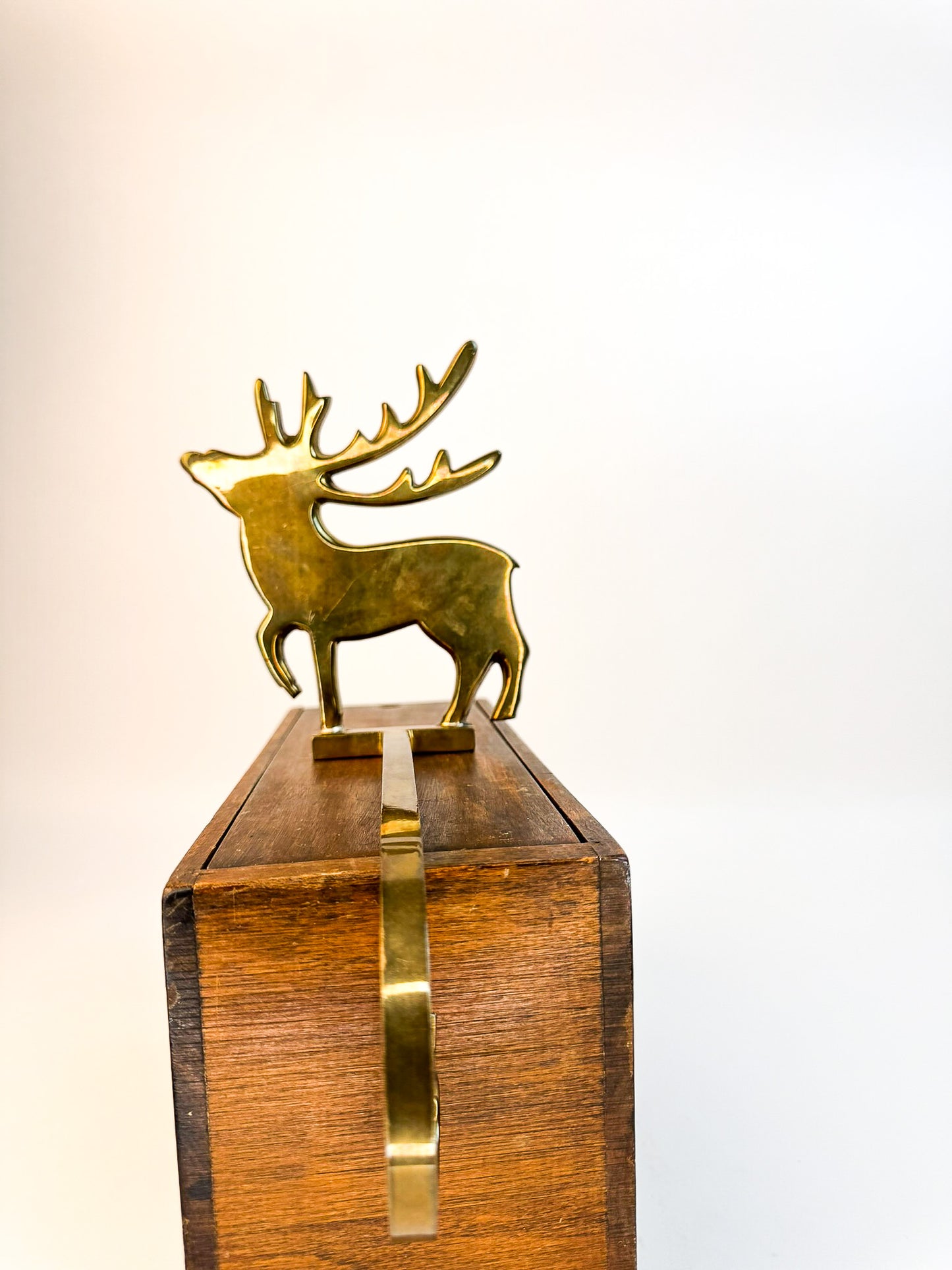 Brass Reindeer Extended Stocking Hook (#1)